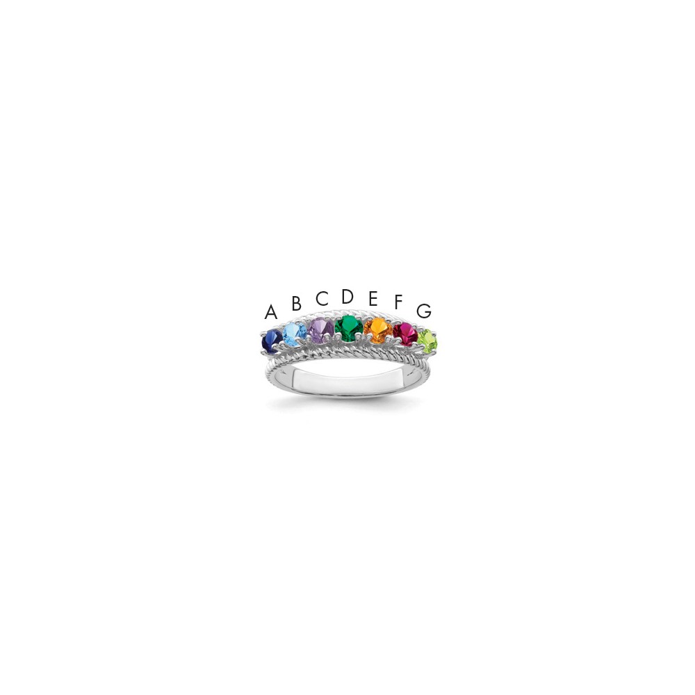 Sterling Silver Rhodium-plated Family Jewelry Ring