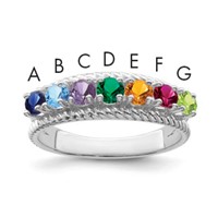 Sterling Silver Rhodium-plated Family Jewelry Ring view 1