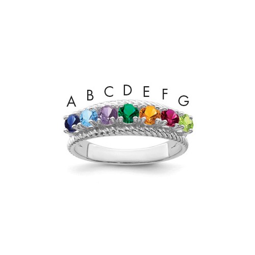14K White Gold Family Jewelry Ring