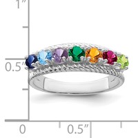 Sterling Silver Rhodium-plated Family Jewelry Ring view 4