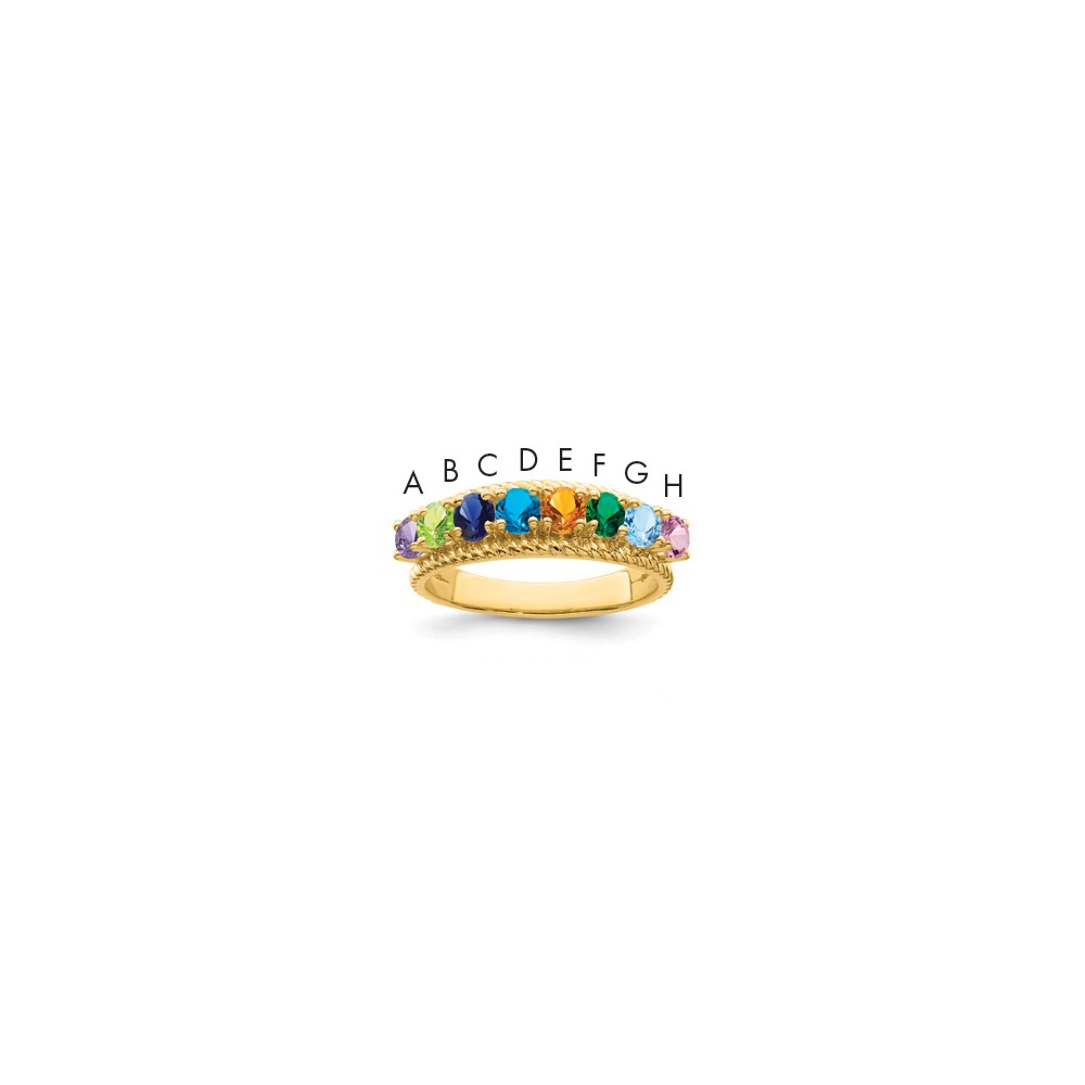 14K Yellow Gold Synthetic Family Jewelry Ring