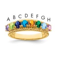 14K Yellow Gold Synthetic Family Jewelry Ring view 1