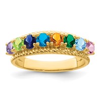 14K Yellow Gold Synthetic Family Jewelry Ring view 2