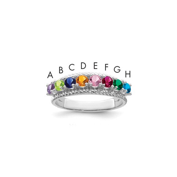 10k White Gold Synthetic Family Jewelry Ring