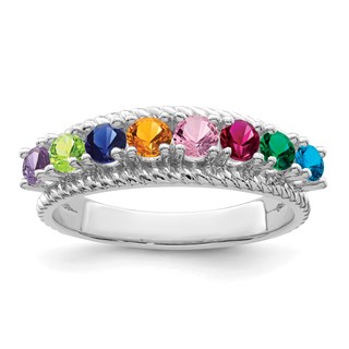 10k White Gold Polished 8-Stone Mothers Ring Mounting