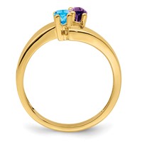 14K Yellow Gold Personalized 2-Name Genuine 2 Stone Couple's Ring view 3