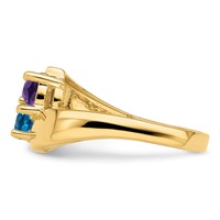 14K Yellow Gold Personalized 2-Name Genuine 2 Stone Couple's Ring view 4