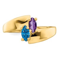 14K Yellow Gold Personalized 2-Name Genuine 2 Stone Couple's Ring view 5