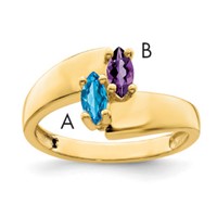14K Yellow Gold Personalized 2-Name Genuine 2 Stone Couple's Ring view 1