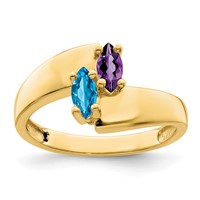 14K Yellow Gold Personalized 2-Name Genuine 2 Stone Couple's Ring view 2