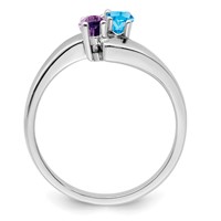 14K White Gold Personalized 2-Name Synthetic 2 Stone Couple's Ring view 3