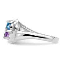 14K White Gold Personalized 2-Name Synthetic 2 Stone Couple's Ring view 4