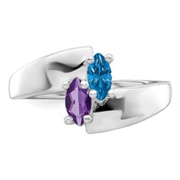 14K White Gold Personalized 2-Name Synthetic 2 Stone Couple's Ring view 5