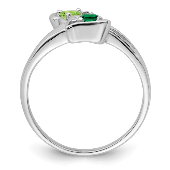 Sterling Silver Rhodium-plated Synthetic 2 Stone Mother's Ring