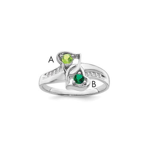 Sterling Silver Rhodium-plated Imitation and Diamond Couple Ring