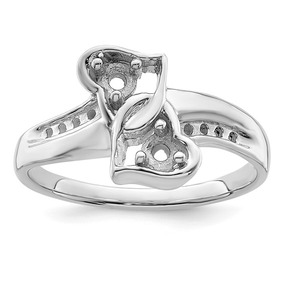 Sterling Silver Rhodium-plated Synthetic 2 Stone Mother's Ring