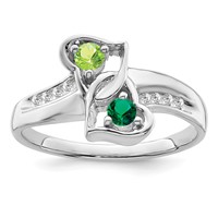 14KW Personalized 2-Name Diamond and Genuine 2 Stone Couple's Ring view 1