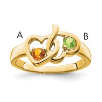 14K Yellow Gold Personalized 2-Name Genuine 2 Stone Couple's Ring view 4