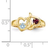 14K Yellow Gold Personalized 2-Name Genuine 2 Stone Couple's Ring view 3