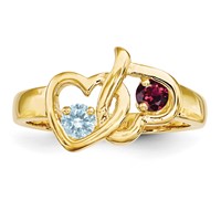 14K Yellow Gold Personalized 2-Name Genuine 2 Stone Couple's Ring view 1