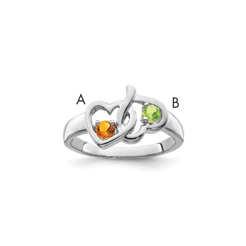 Sterling Silver Rhodium-plated Synthetic 2 Stone Mother's Ring