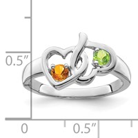 14K White Gold Personalized 2-Name Synthetic 2 Stone Couple's Ring view 4