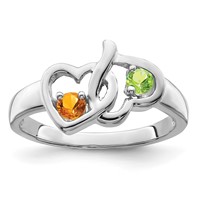 14K White Gold Personalized 2-Name Synthetic 2 Stone Couple's Ring view 1
