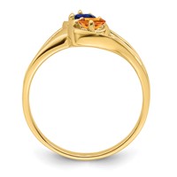 14K Yellow Gold Personalized 2-Name Diamond and Genuine 2 Stone Couple's Ring view 3