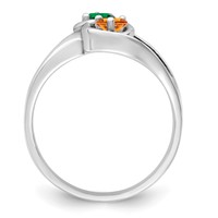SS Rh-plated Personalized 2-Name Diamond and Synthetic 2 Stone Couple's Rin view 3