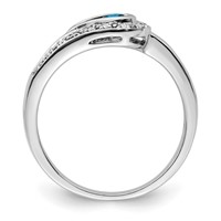 14K White Gold Family Jewelry Genuine Stone & Diamond Set Ring view 3