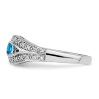 14K White Gold Family Jewelry Genuine Stone & Diamond Set Ring view 4