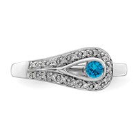 14K White Gold Family Jewelry Genuine Stone & Diamond Set Ring view 5