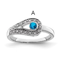 14K White Gold Family Jewelry Genuine Stone & Diamond Set Ring view 1
