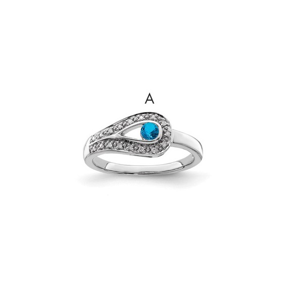 Birthstone and Diamond Mother's Ring Semi-Mount      