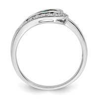 14K White Gold Family Jewelry Synthetic Stone & Diamond Set Ring view 3