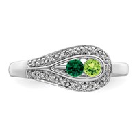 14K White Gold Family Jewelry Synthetic Stone & Diamond Set Ring view 5