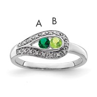 14K White Gold Family Jewelry Synthetic Stone & Diamond Set Ring view 1
