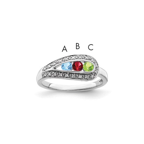 14K White Gold Family Jewelry Diamond Semi-Set Ring