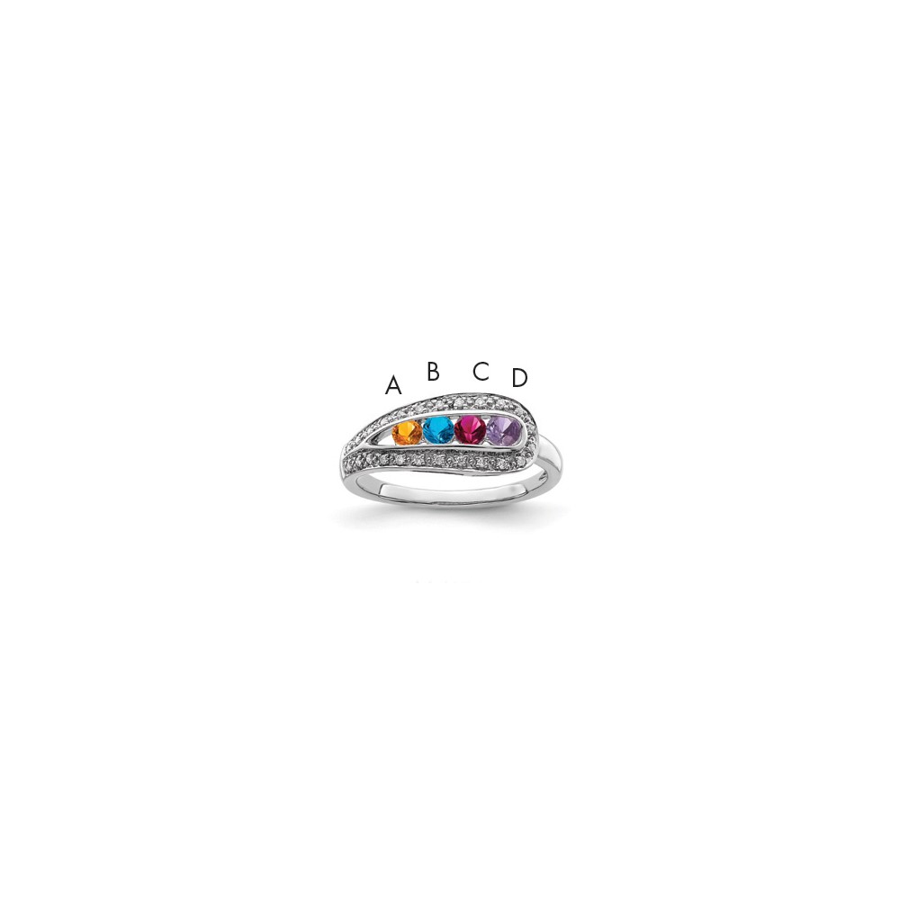 14K White Gold Family Jewelry Diamond Semi-Set Ring