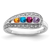 14K White Gold Family Jewelry Diamond Semi-Set Ring view 2