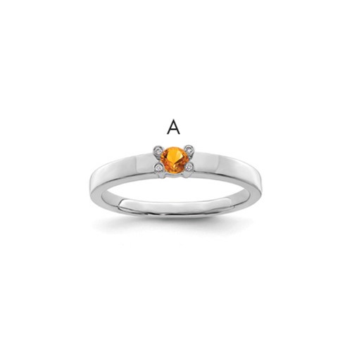 14K White Gold Family Jewelry Genuine Stone & Diamond Set Ring