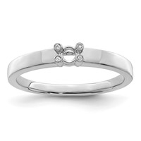 14K White Gold Family Jewelry Diamond Semi-Set Ring view 5