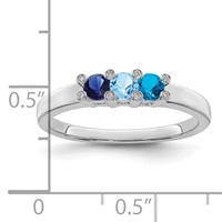 14K White Gold Family Jewelry Genuine Stone & Diamond Set Ring view 4