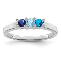 14K White Gold Family Jewelry Genuine Stone & Diamond Set Ring view 2