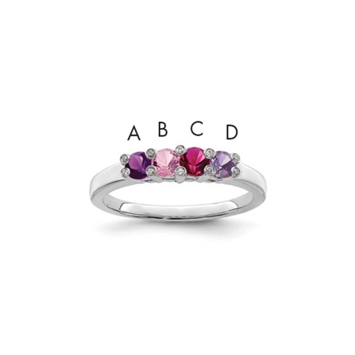 14K White Gold Family Jewelry Diamond Semi-Set Ring