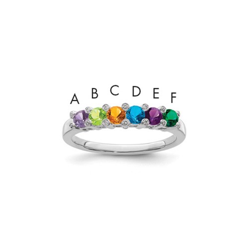 14K White Gold Family Jewelry Genuine Stone & Diamond Set Ring