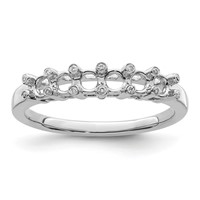 14K White Gold Family Jewelry Diamond Semi-Set Ring view 5