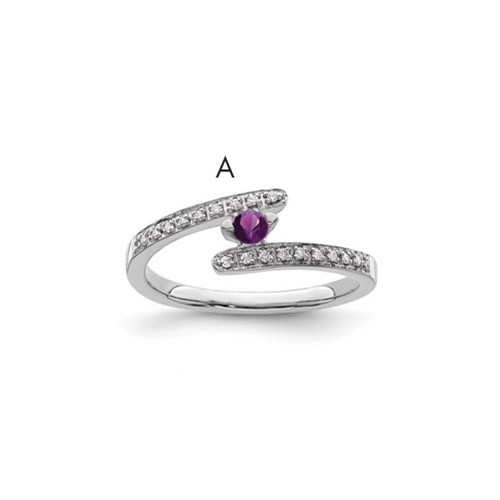 14K White Gold Family Jewelry Genuine Stone & Diamond Set Ring