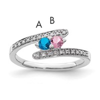 14K White Gold Family Jewelry Synthetic Stone & Diamond Set Ring view 1