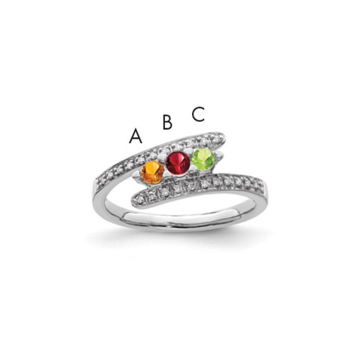 14K White Gold Family Jewelry Diamond Semi-Set Ring